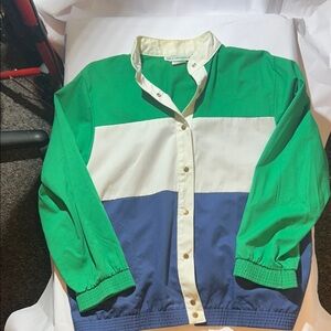 Willow Ridge - Men’s Vintage Light Button Down Jacket - Green/White/Blue